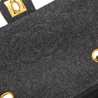 Chanel Gray Wool Classic Square Flap Shoulder Bag 20