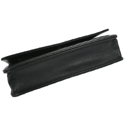 Chanel 2012 Black Caviar Skin Chevron WOC Wallet on Chain Bag