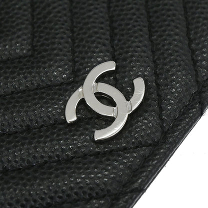 Chanel 2012 Black Caviar Skin Chevron WOC Wallet on Chain Bag
