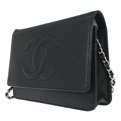 Chanel 2014 Black Caviar Timeless WOC Wallet on Chain Bag