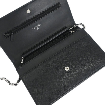 Chanel 2014 Black Caviar Timeless WOC Wallet on Chain Bag