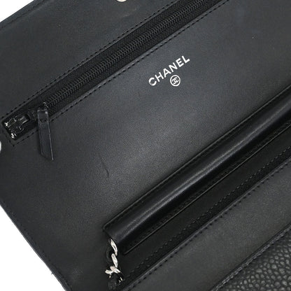 Chanel 2014 Black Caviar Timeless WOC Wallet on Chain Bag