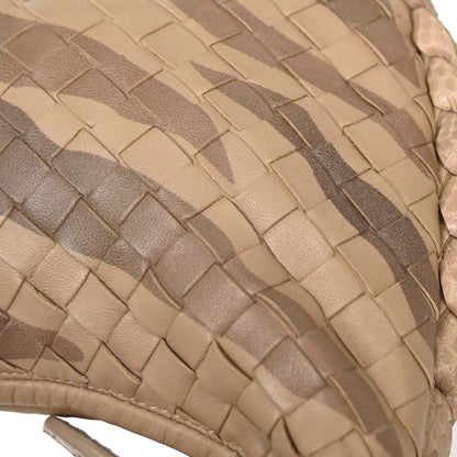 Bottega Veneta * Beige Lambskin Python Intrecciato Hobo Handbag