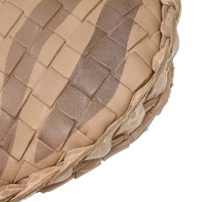 Bottega Veneta * Beige Lambskin Python Intrecciato Hobo Handbag
