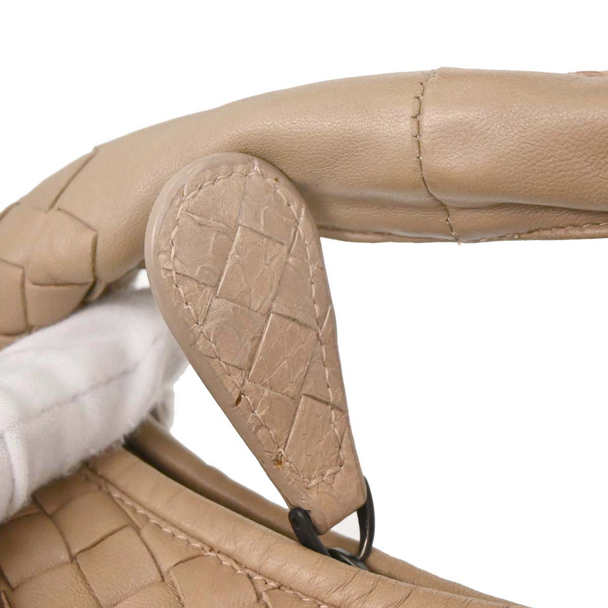 Bottega Veneta * Beige Lambskin Python Intrecciato Hobo Handbag