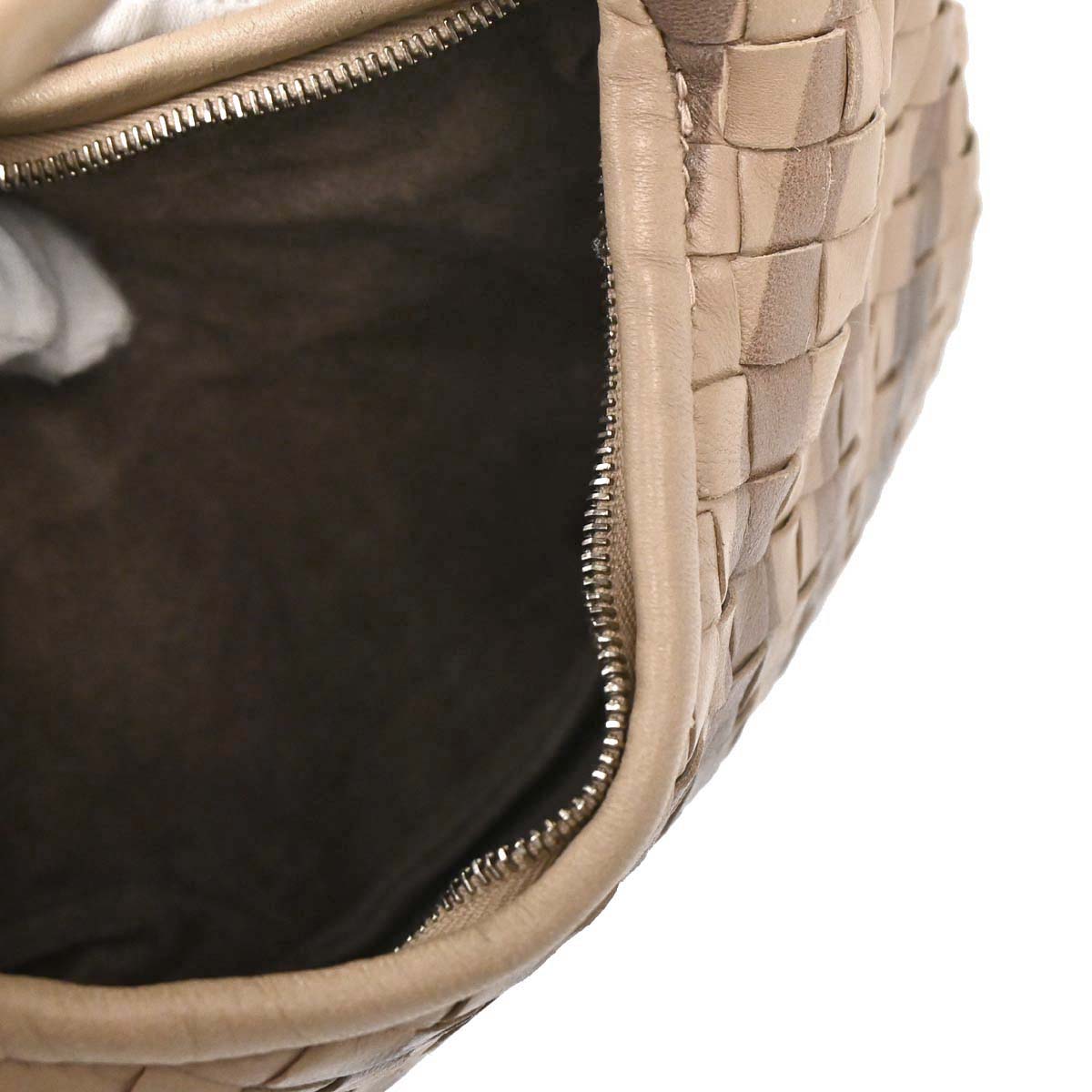Bottega Veneta * Beige Lambskin Python Intrecciato Hobo Handbag