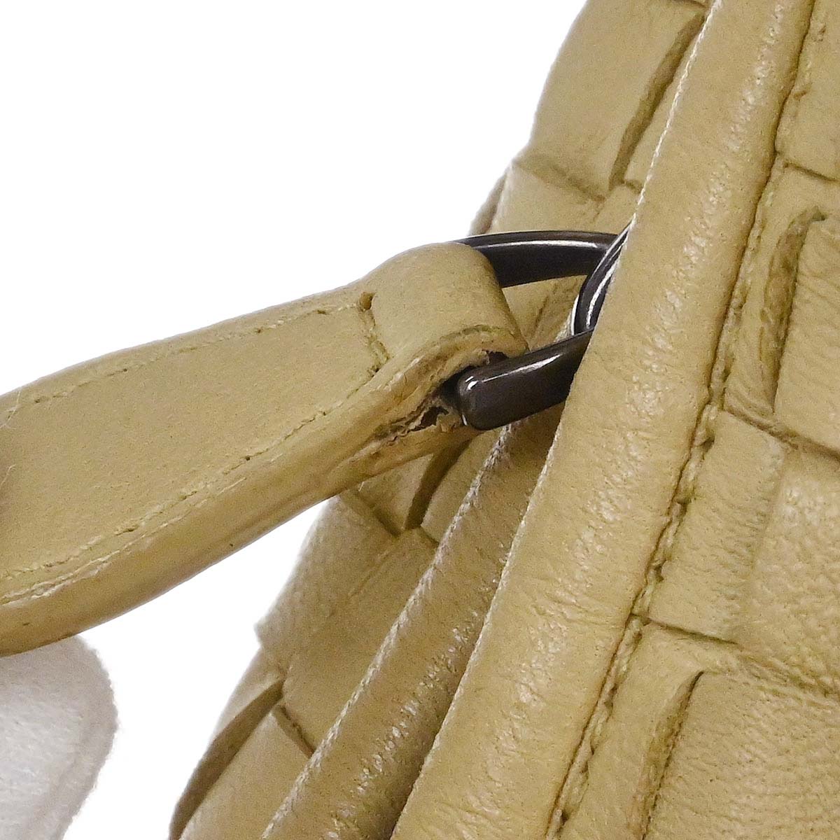 Bottega Veneta Beige Lambskin Intrecciato Hobo Handbag