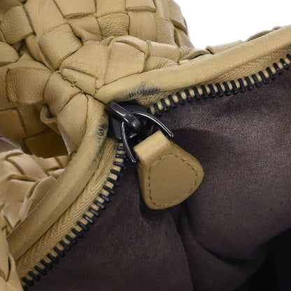 Bottega Veneta Beige Lambskin Intrecciato Hobo Handbag