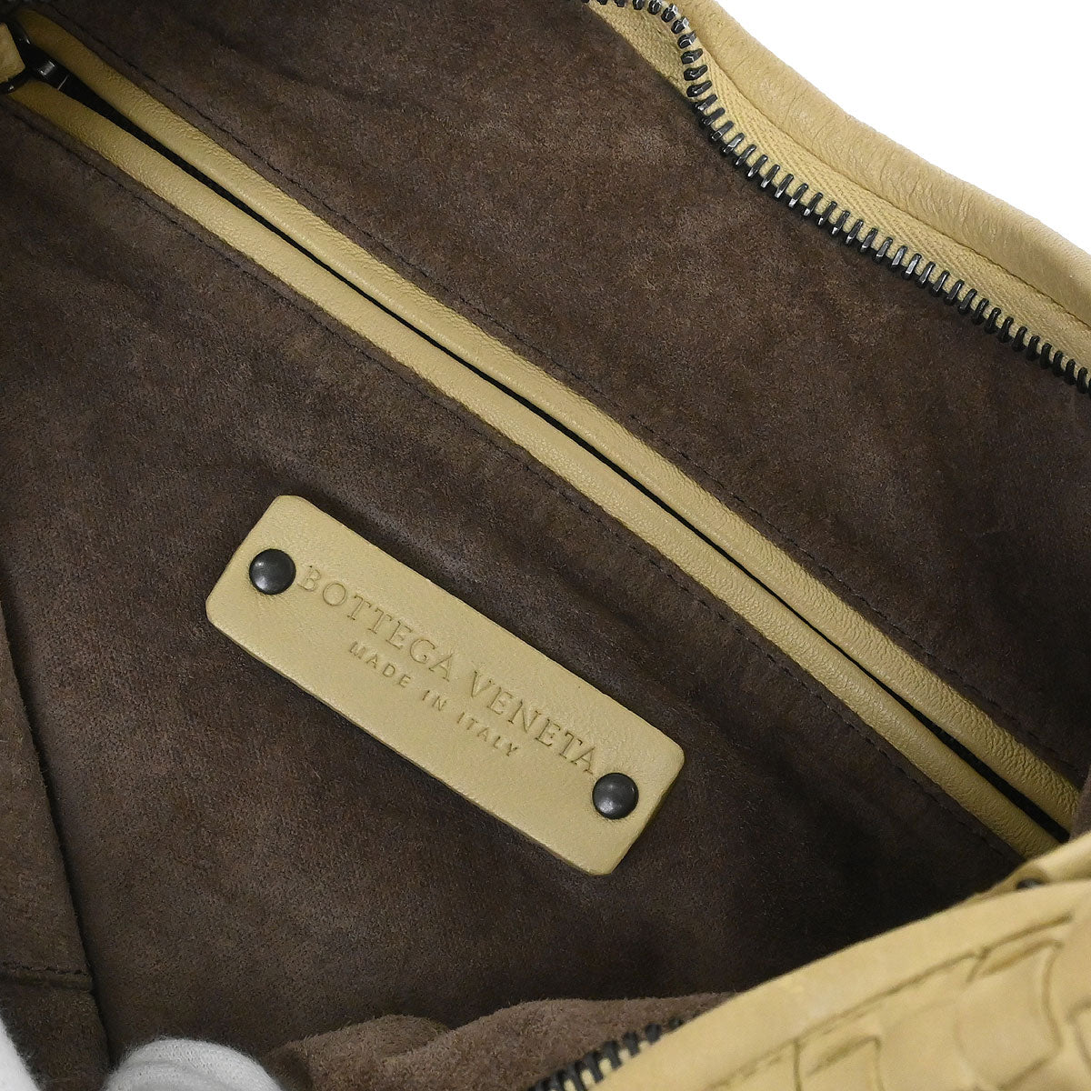 Bottega Veneta Beige Lambskin Intrecciato Hobo Handbag