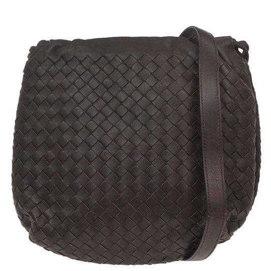 Bottega Veneta Brown Lambskin Intrecciato Shoulder Bag
