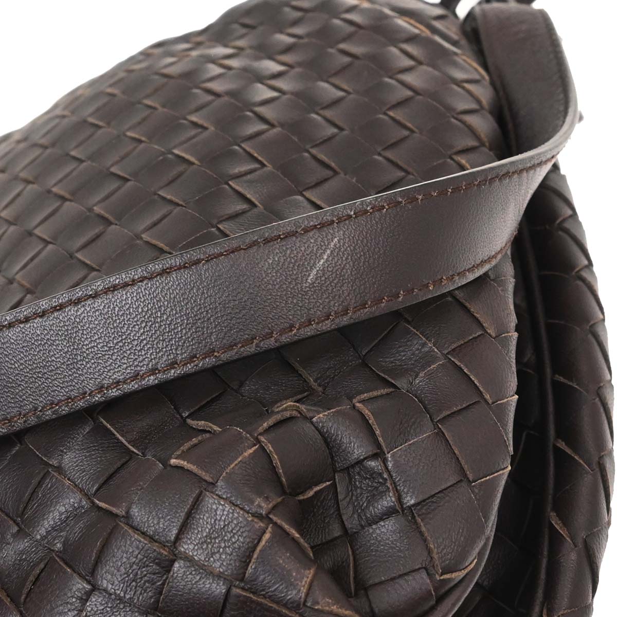 Bottega Veneta Brown Lambskin Intrecciato Shoulder Bag