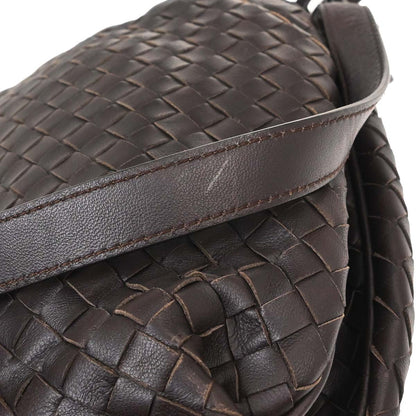 Bottega Veneta Brown Lambskin Intrecciato Shoulder Bag