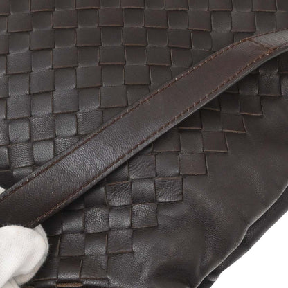 Bottega Veneta Brown Lambskin Intrecciato Shoulder Bag