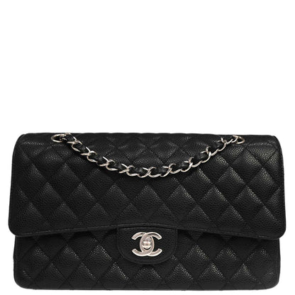 Chanel 2019 Black Caviar Medium Classic Double Flap Shoulder Bag