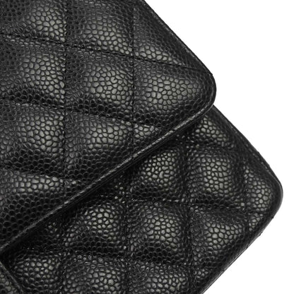 Chanel 2019 Black Caviar Medium Classic Double Flap Shoulder Bag