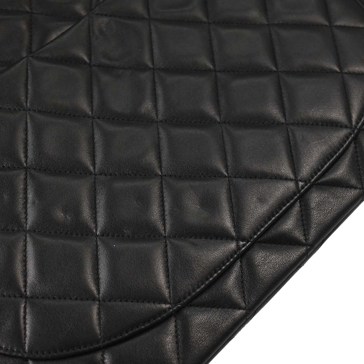 Chanel 1994-1996 Black Lambskin Maxi Classic Flap Shoulder Bag