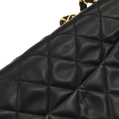 Chanel 1994-1996 Black Lambskin Maxi Classic Flap Shoulder Bag