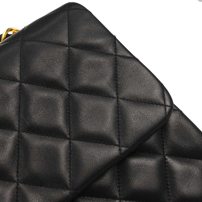 Chanel 1994-1996 Black Lambskin Maxi Classic Flap Shoulder Bag