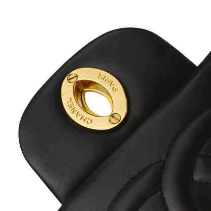 Chanel 1994-1996 Black Lambskin Maxi Classic Flap Shoulder Bag