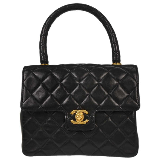 Chanel Black Lambskin Top Handle Handbag