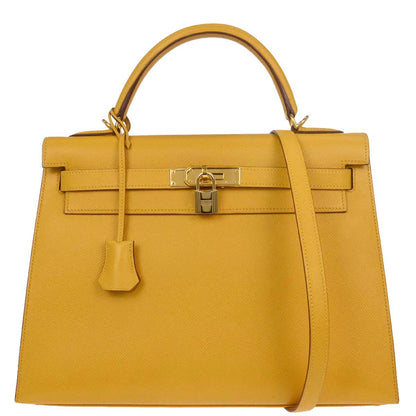 Hermes Jaune Courchevel Kelly 32 Sellier 2way Shoulder Handbag