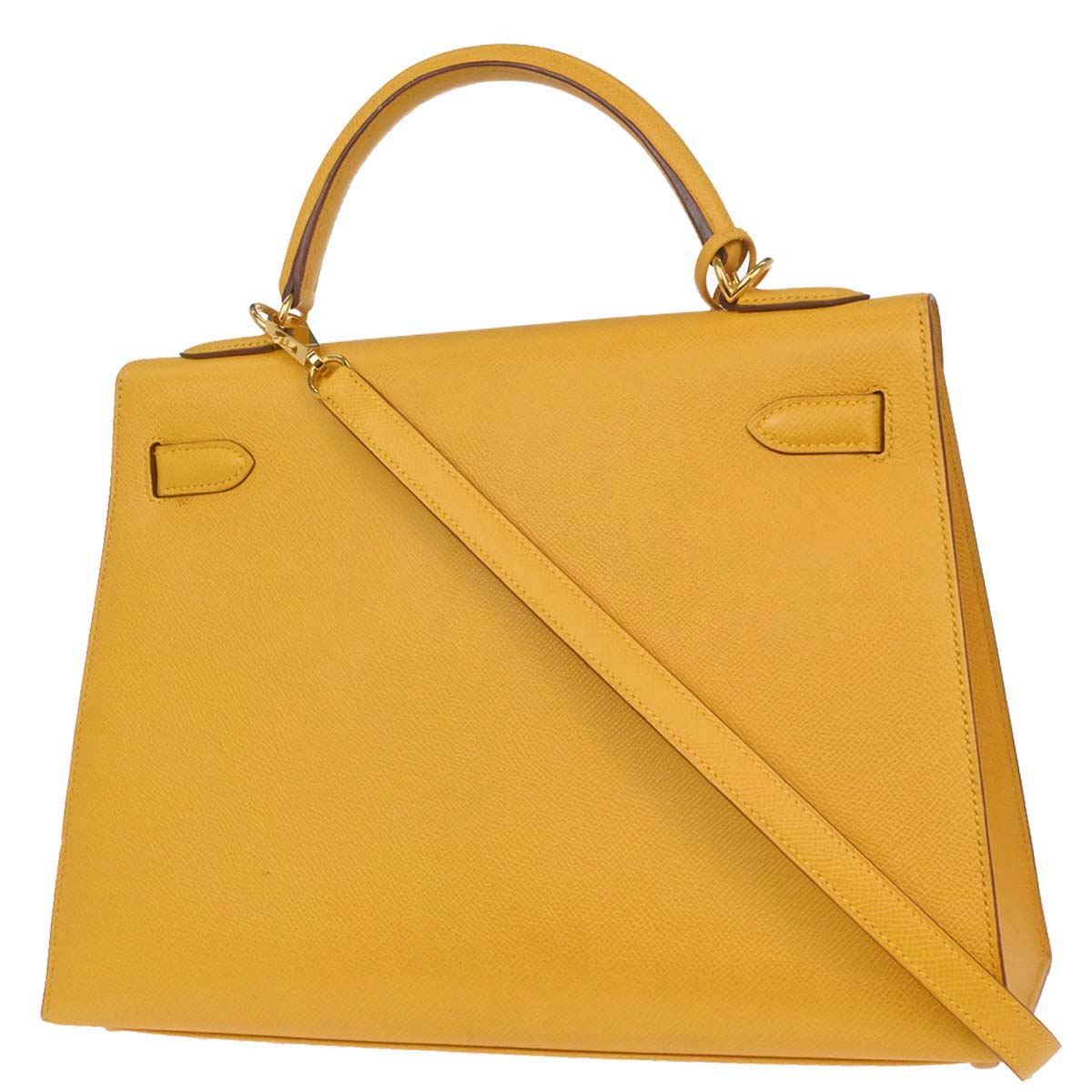 Hermes Jaune Courchevel Kelly 32 Sellier 2way Shoulder Handbag