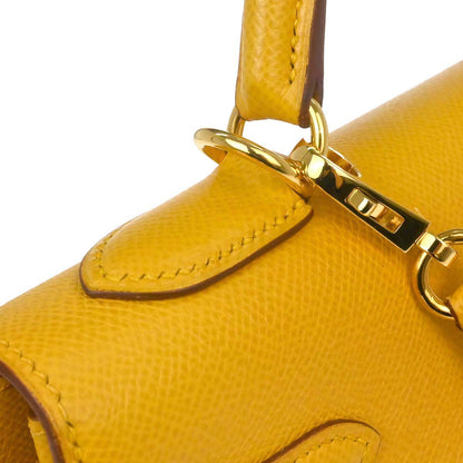 Hermes Jaune Courchevel Kelly 32 Sellier 2way Shoulder Handbag