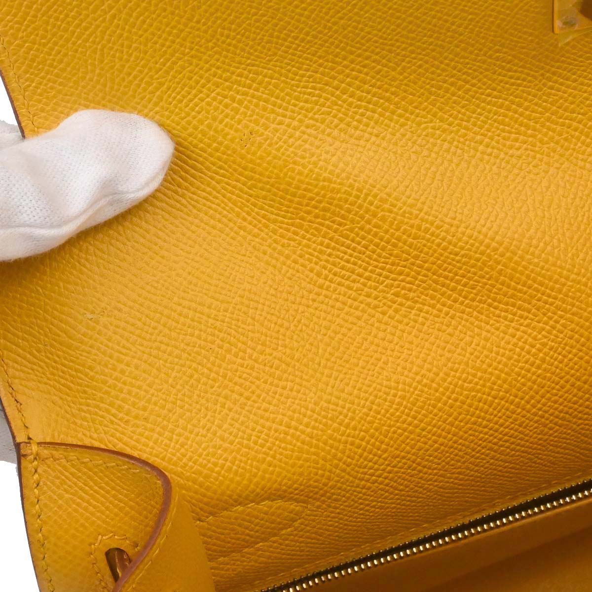 Hermes Jaune Courchevel Kelly 32 Sellier 2way Shoulder Handbag
