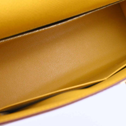 Hermes Jaune Courchevel Kelly 32 Sellier 2way Shoulder Handbag