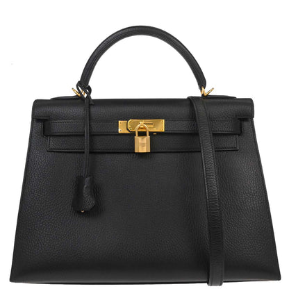 Hermes Black Ardennes Kelly 32 Sellier 2way Shoulder Handbag