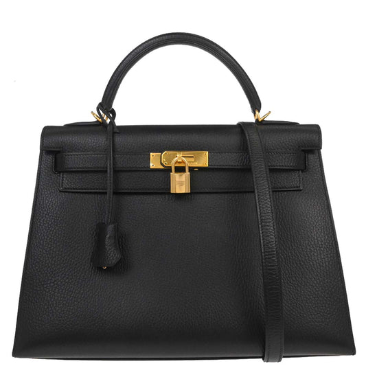 Hermes Black Ardennes Kelly 32 Sellier 2way Shoulder Handbag
