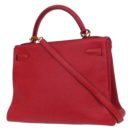 Hermes Rouge Vif Togo Kelly 32 Retourne 2way Shoulder Handbag