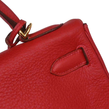 Hermes Rouge Vif Togo Kelly 32 Retourne 2way Shoulder Handbag