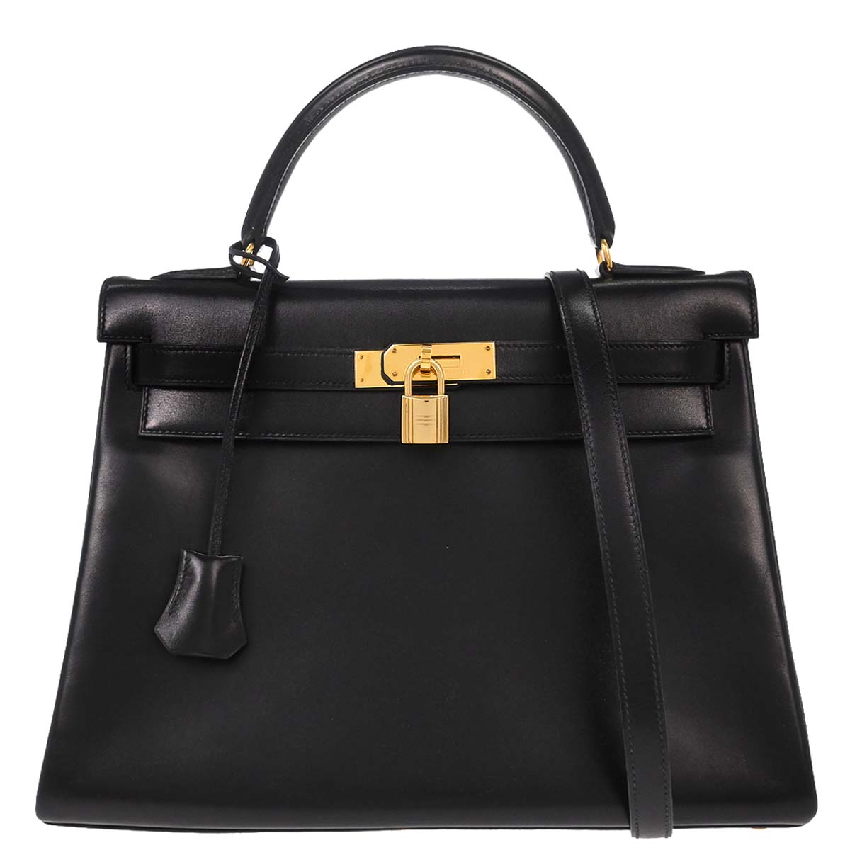 Hermes Black Box Calf Kelly 32 Retourne 2way Shoulder Handbag