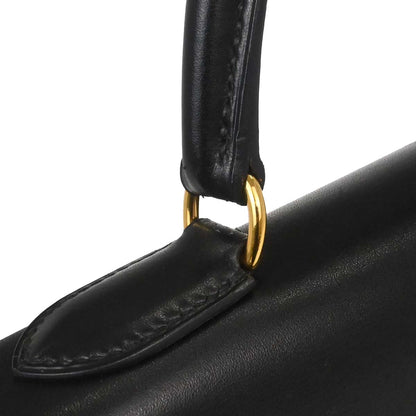 Hermes Black Box Calf Kelly 28 Sellier 2way Shoulder Handbag