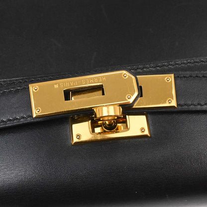 Hermes Black Box Calf Kelly 28 Sellier 2way Shoulder Handbag