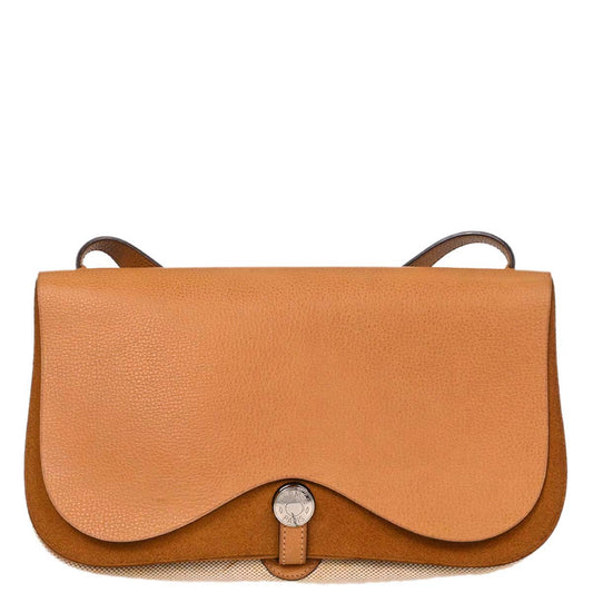 Hermes Natural Toile H Vache Liegee Sac Colorado MM Shoulder Bag