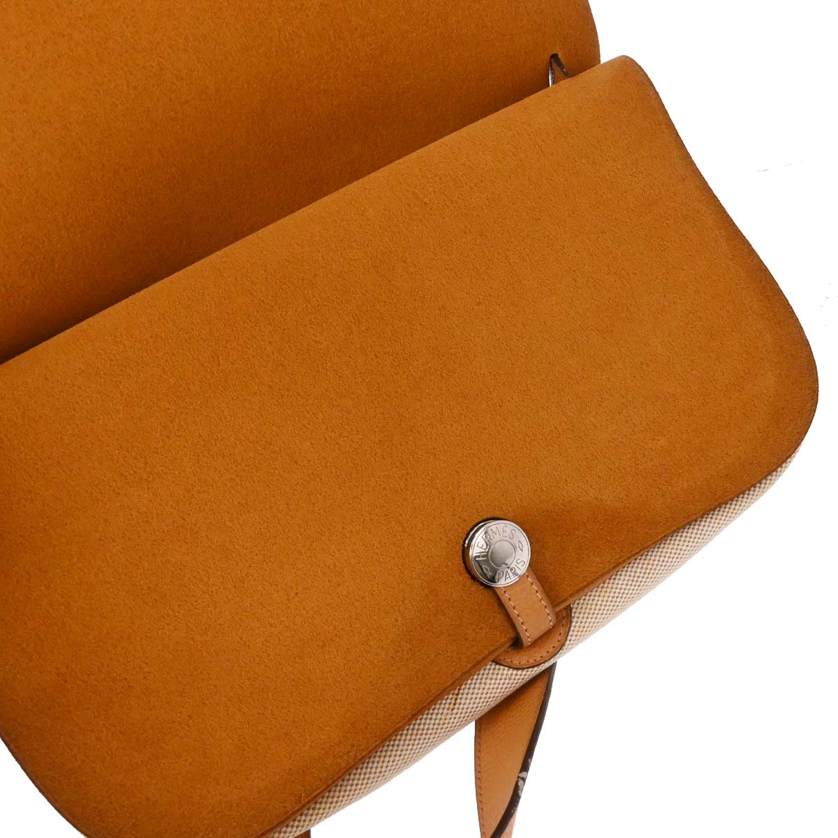 Hermes Natural Toile H Vache Liegee Sac Colorado MM Shoulder Bag