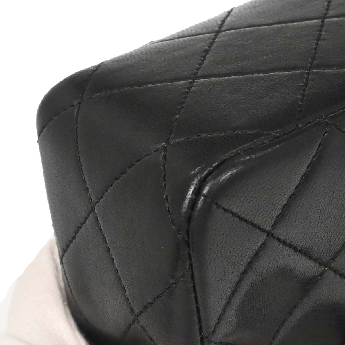 Chanel Black Lambskin Classic Square Flap Shoulder Bag 20