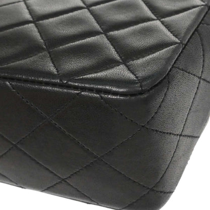 Chanel Black Lambskin Classic Square Flap Shoulder Bag 20