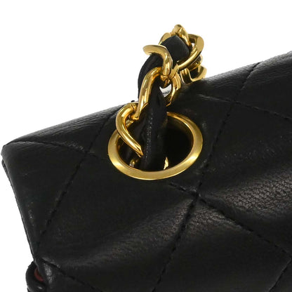 Chanel Black Lambskin Classic Square Flap Shoulder Bag 20