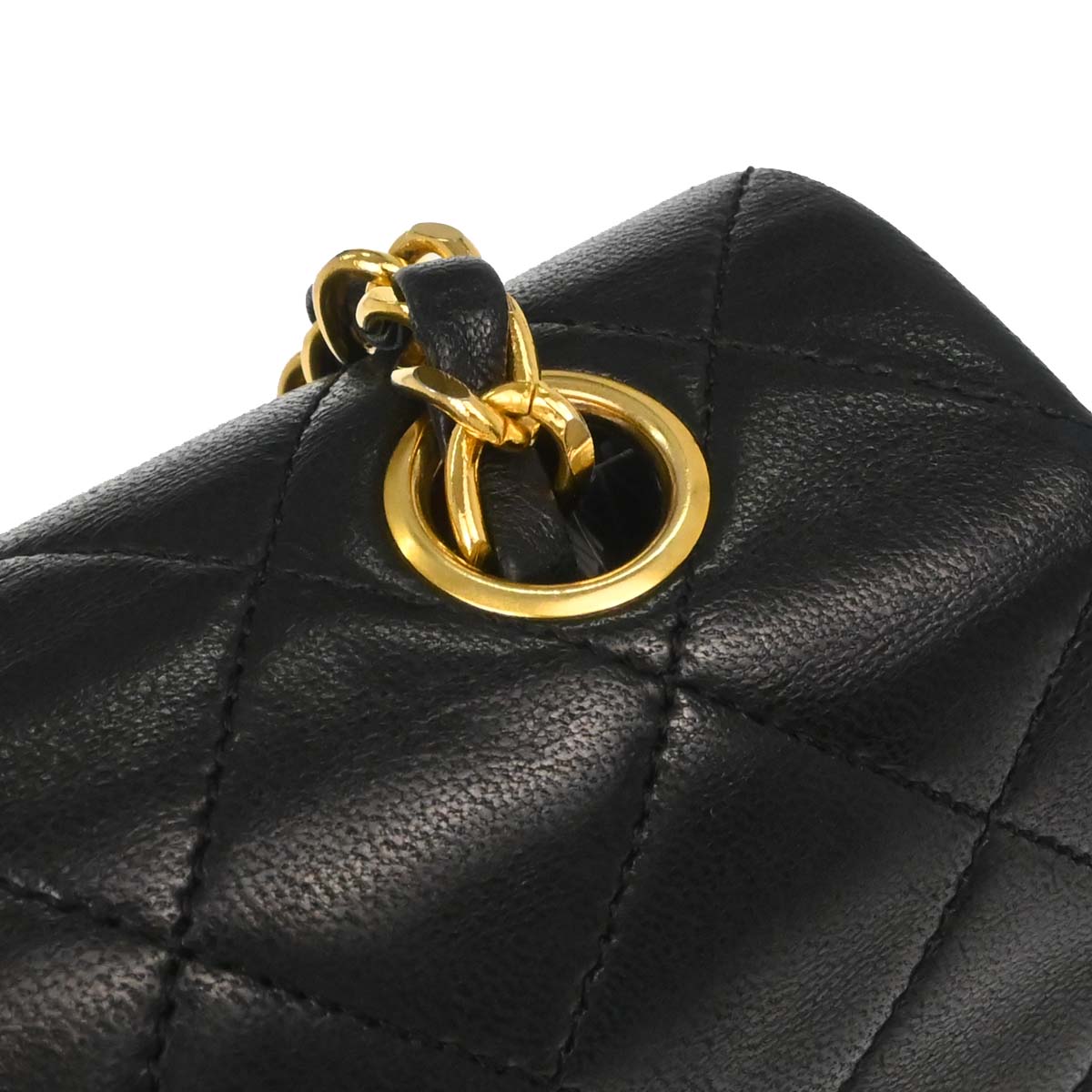 Chanel Black Lambskin Classic Square Flap Shoulder Bag 20