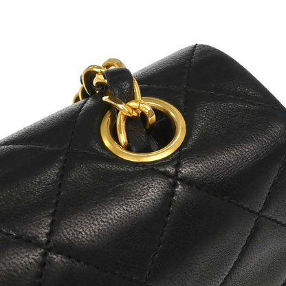Chanel Black Lambskin Classic Square Flap Shoulder Bag 20