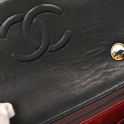 Chanel Black Lambskin Classic Square Flap Shoulder Bag 20