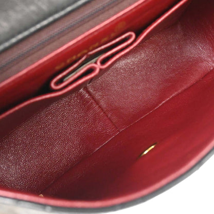 Chanel Black Lambskin Classic Square Flap Shoulder Bag 20