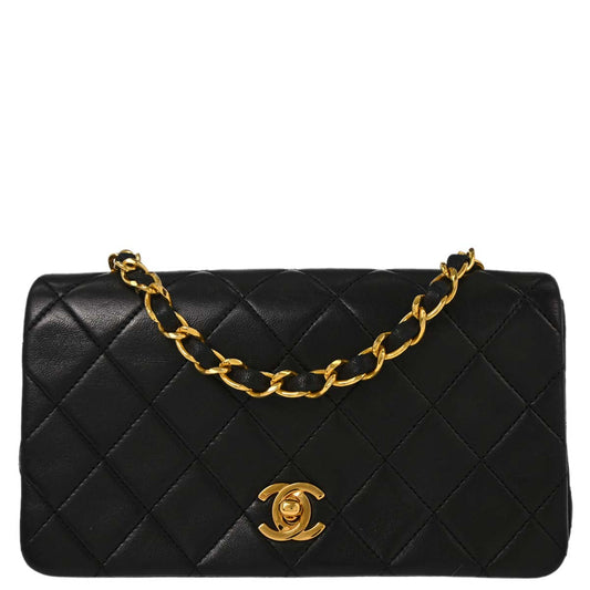 Chanel Black Lambskin Turnlock Mini Full Flap Shoulder Bag