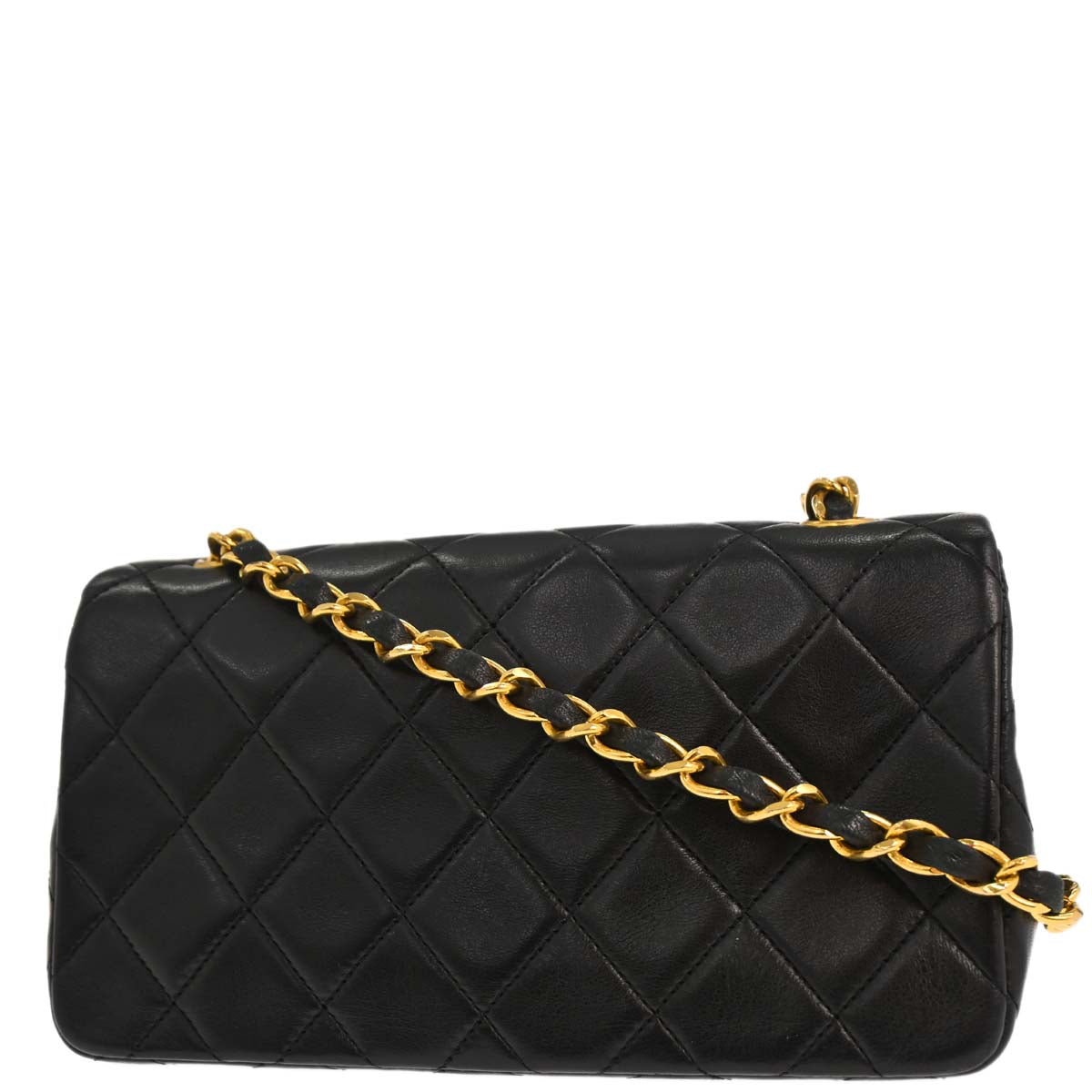 Chanel Black Lambskin Turnlock Mini Full Flap Shoulder Bag