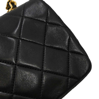 Chanel Black Lambskin Turnlock Mini Full Flap Shoulder Bag