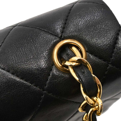 Chanel Black Lambskin Turnlock Mini Full Flap Shoulder Bag