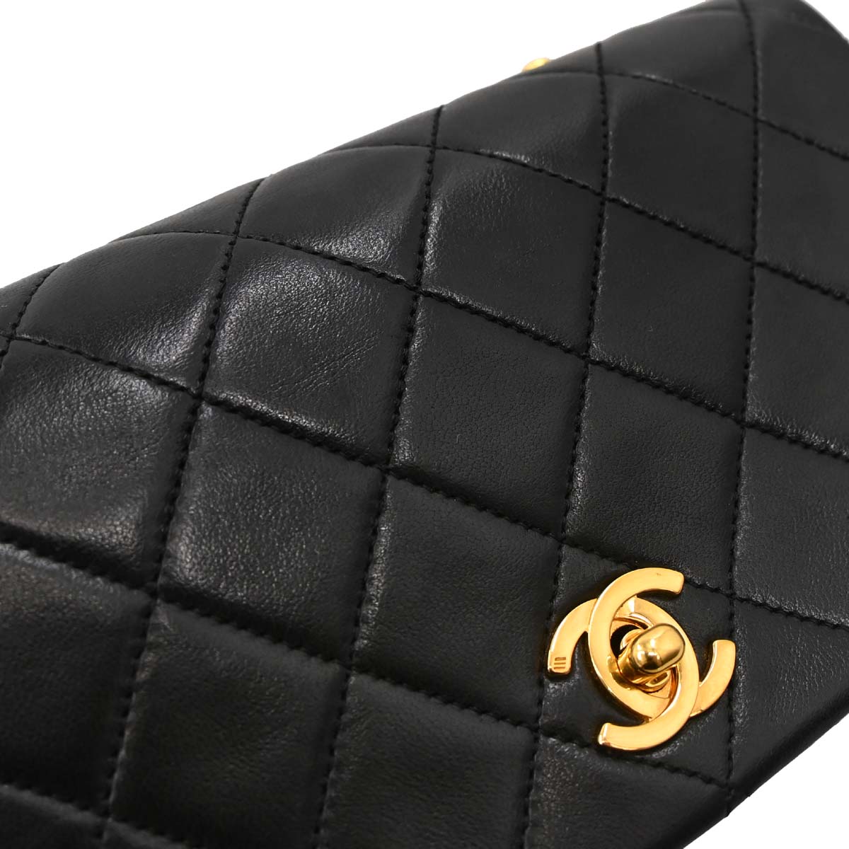 Chanel Black Lambskin Turnlock Mini Full Flap Shoulder Bag